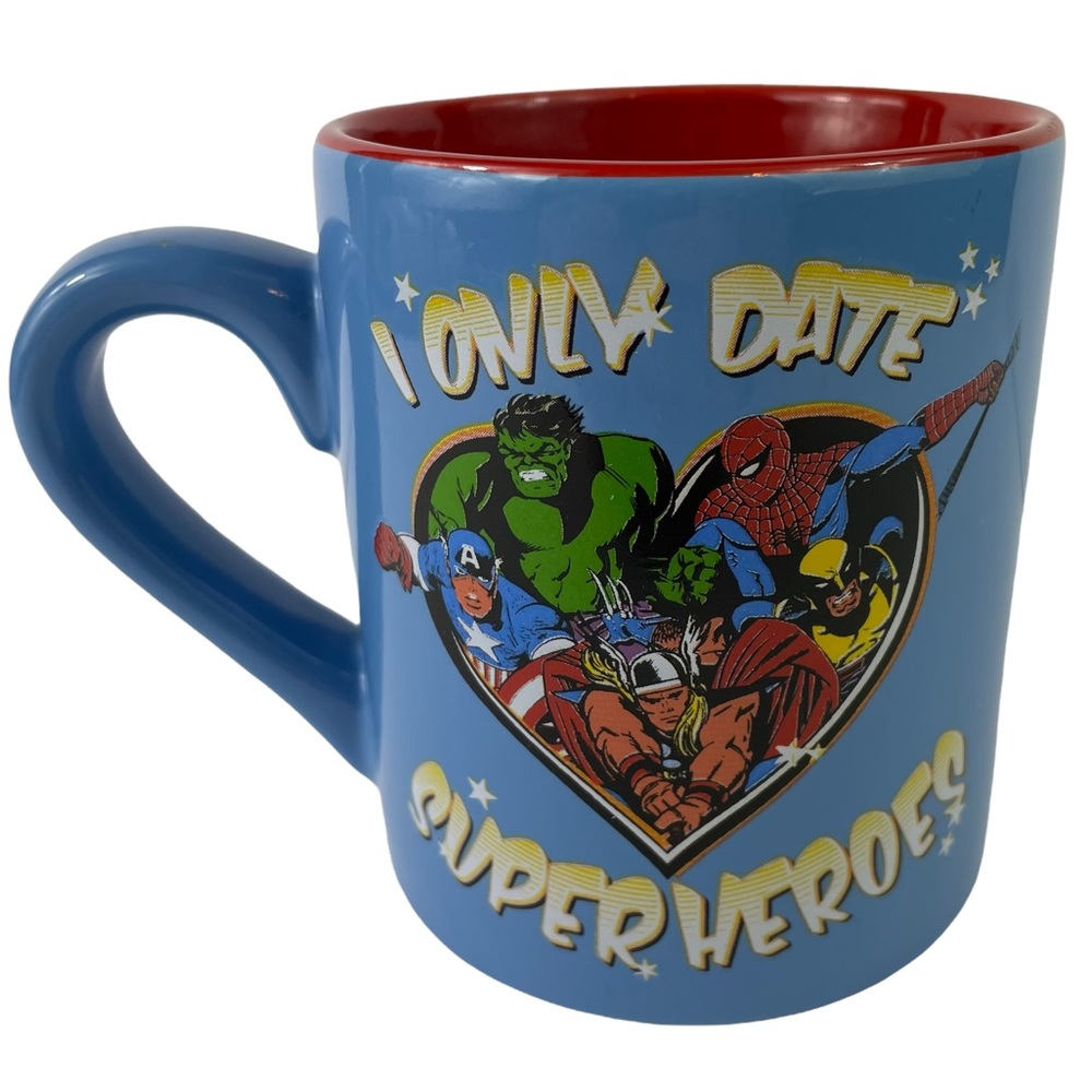Marvel Superheroes Coffee Cup Mug Spider-Man Hulk Thor Wolverine Only Date Heart